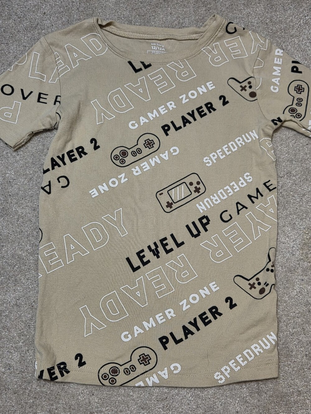 Carter’s Boys Gamer Graphic T-Shirt Tan Size 12